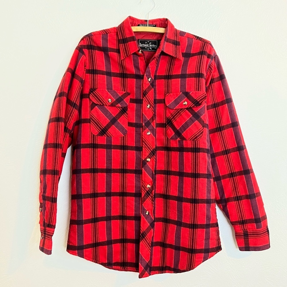 Vintage Northwest Territory Red Black Plaid Lined Flannel Jacket Size M